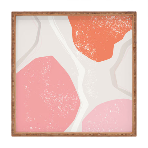 Anneamanda abstract flow pink and orange Square Tray