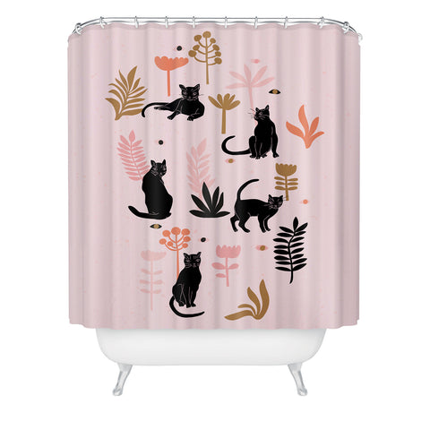 Anneamanda cat garden Shower Curtain