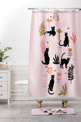 Anneamanda cat garden Shower Curtain And Mat