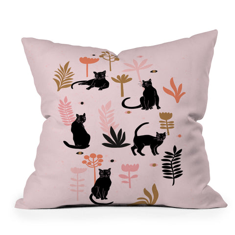 Anneamanda cat garden Throw Pillow