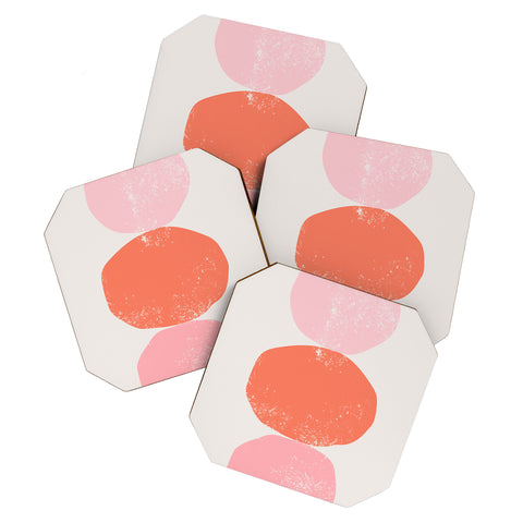 Anneamanda orange and pink rocks abstract Coaster Set