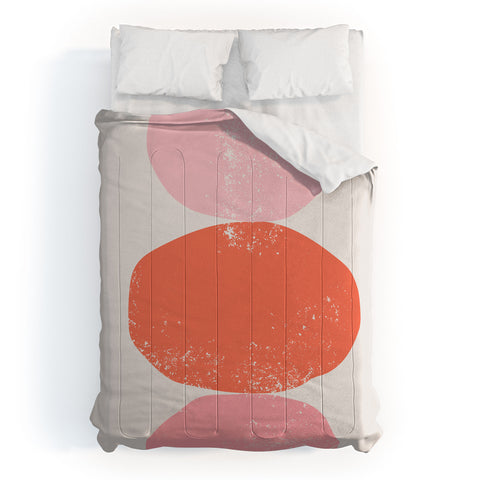 Anneamanda orange and pink rocks abstract Comforter