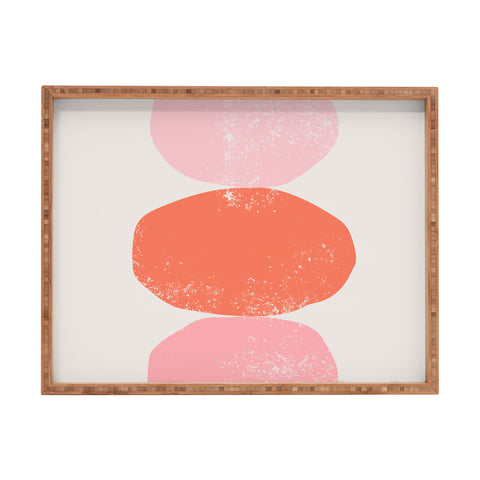 Anneamanda orange and pink rocks abstract Rectangular Tray