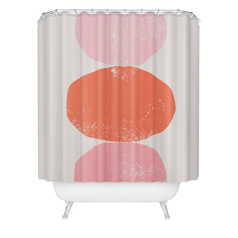Anneamanda orange and pink rocks abstract Shower Curtain