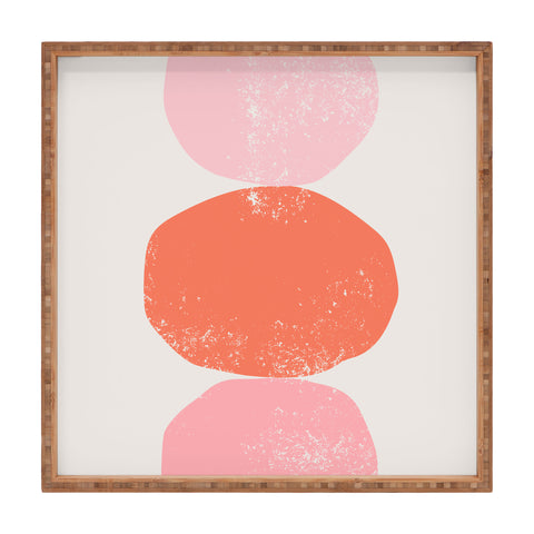 Anneamanda orange and pink rocks abstract Square Tray
