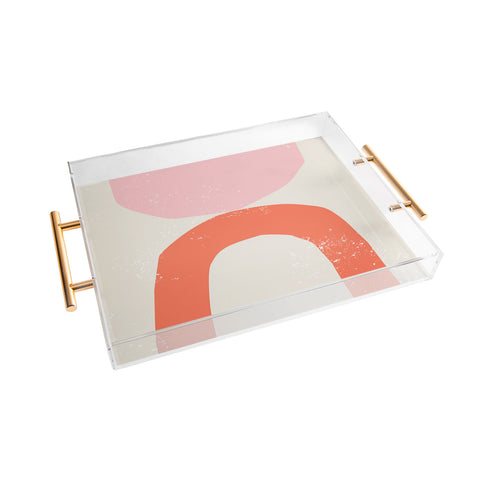 Anneamanda orange arch abstract Acrylic Tray