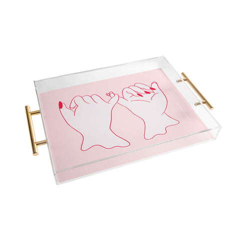 Anneamanda pinkie promise pink Acrylic Tray
