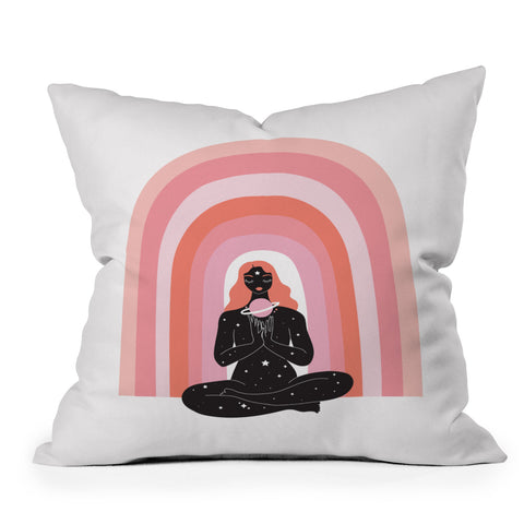 Anneamanda rainbow meditation Outdoor Throw Pillow