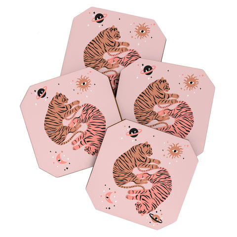 Anneamanda sleeping tigers Coaster Set