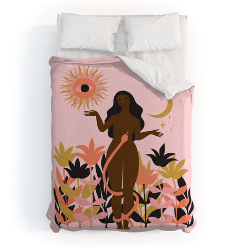 Anneamanda sun flower goddess Duvet Cover