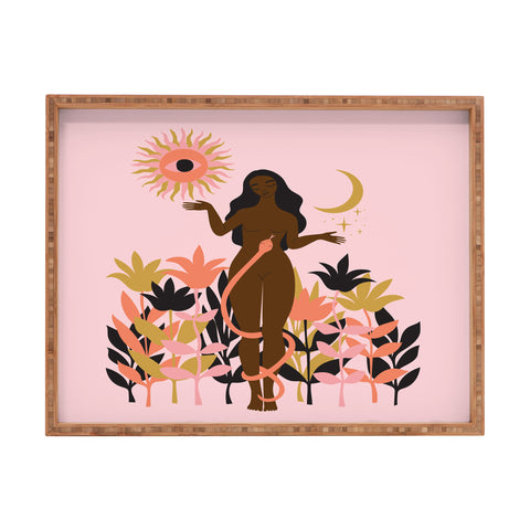 Anneamanda sun flower goddess Rectangular Tray