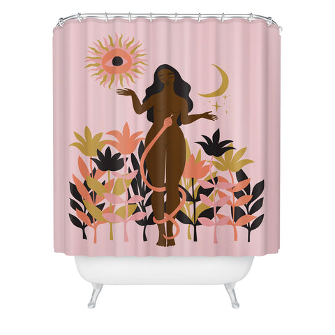Anneamanda sun flower goddess Shower Curtain