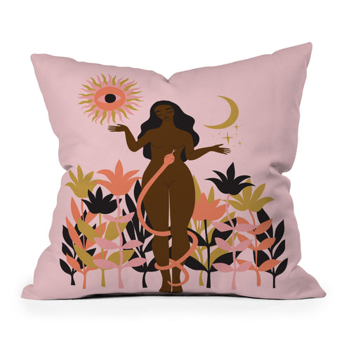 Anneamanda sun flower goddess Throw Pillow