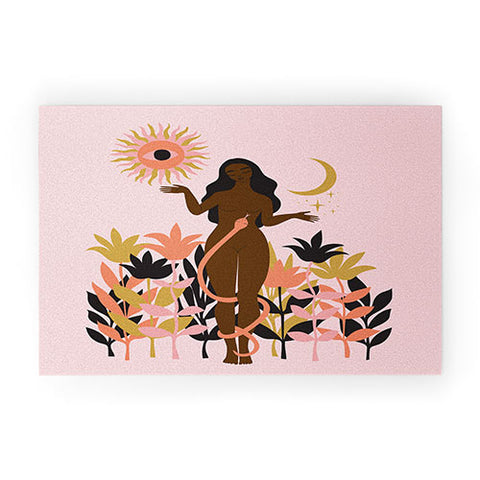 Anneamanda sun flower goddess Welcome Mat