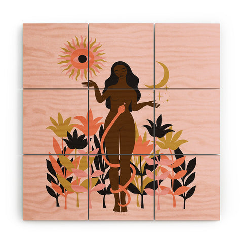 Anneamanda sun flower goddess Wood Wall Mural