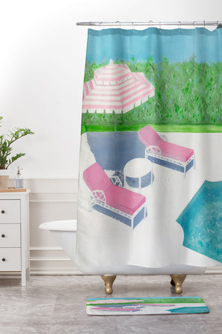 Annechovie CORAL LANE Shower Curtain And Mat