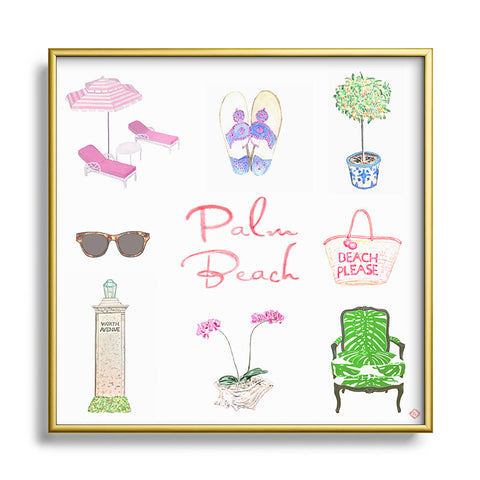 Annechovie PALM BEACH II Square Metal Framed Art Print