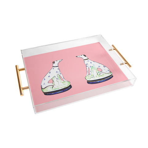 Annechovie STAFFORDSHIRE GREYHOUND TWINS Acrylic Tray