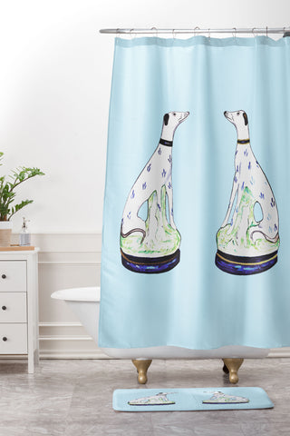 Annechovie STAFFORDSHIRE HOUNDS Shower Curtain And Mat