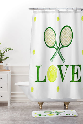 Annechovie TENNIS LOVE Shower Curtain And Mat