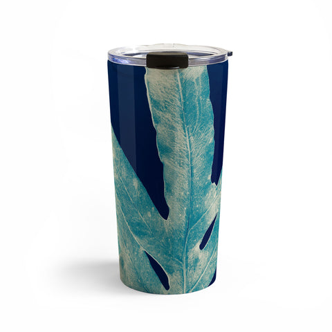 ANoelleJay Green Fern at Midnight Bright Navy Blue Travel Mug
