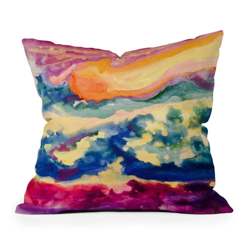 ANoelleJay My Starry Watercolor Night Outdoor Throw Pillow
