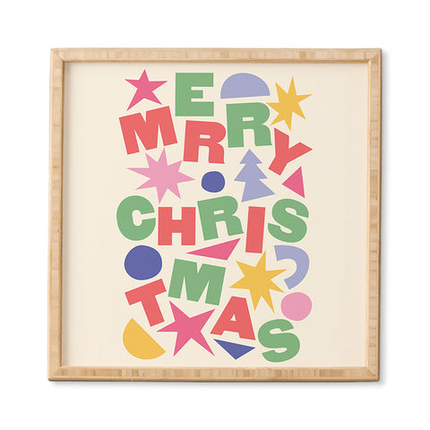 April Lane Art Abstract Merry Christmas Framed Wall Art