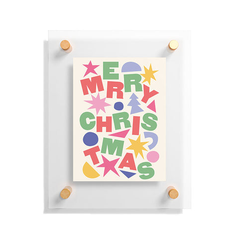 April Lane Art Abstract Merry Christmas Floating Acrylic Print