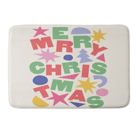 April Lane Art Abstract Merry Christmas Memory Foam Bath Mat