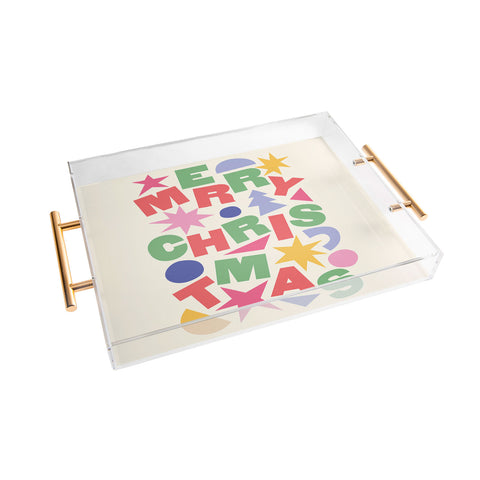 April Lane Art Abstract Merry Christmas Acrylic Tray