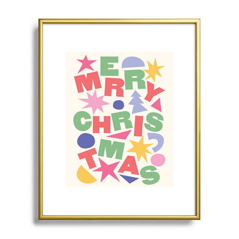 April Lane Art Abstract Merry Christmas Metal Framed Art Print