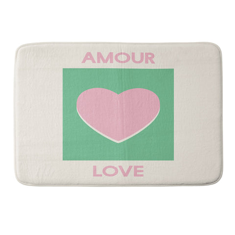 April Lane Art Amour Love Green Pink Heart Memory Foam Bath Mat