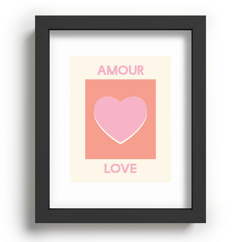 April Lane Art Amour Love Orange Pink Heart Recessed Framing Rectangle