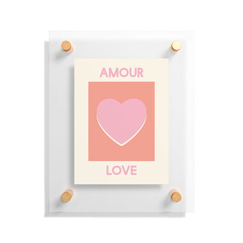 April Lane Art Amour Love Orange Pink Heart Floating Acrylic Print
