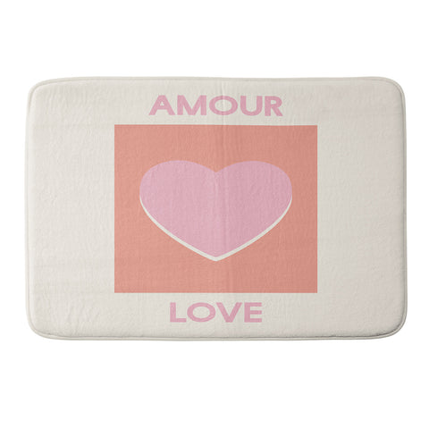April Lane Art Amour Love Orange Pink Heart Memory Foam Bath Mat