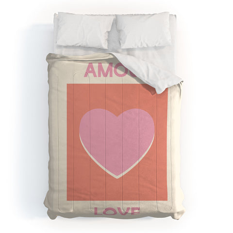 April Lane Art Amour Love Orange Pink Heart Comforter