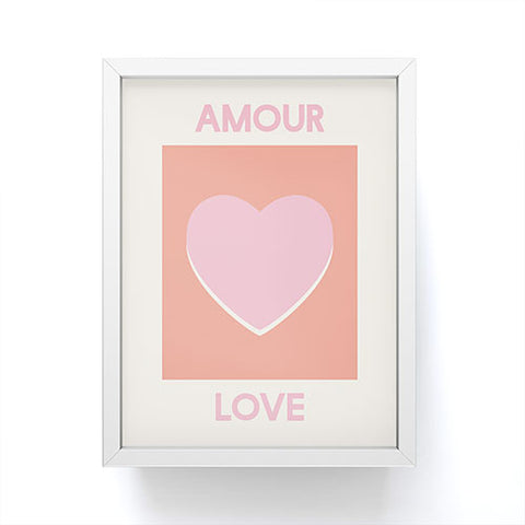 April Lane Art Amour Love Orange Pink Heart Framed Mini Art Print
