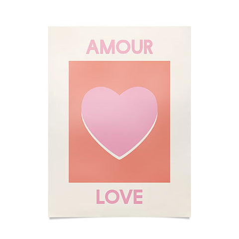 April Lane Art Amour Love Orange Pink Heart Poster