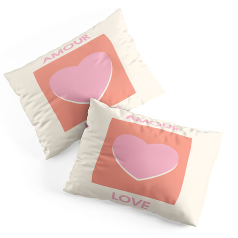 April Lane Art Amour Love Orange Pink Heart Pillow Shams