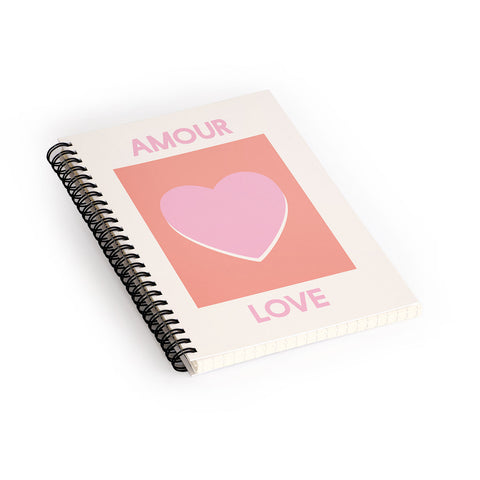 April Lane Art Amour Love Orange Pink Heart Spiral Notebook
