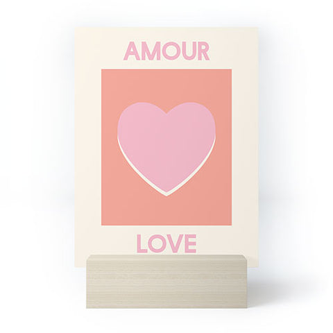 April Lane Art Amour Love Orange Pink Heart Mini Art Print