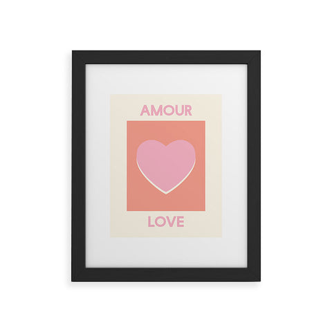 April Lane Art Amour Love Orange Pink Heart Framed Art Print