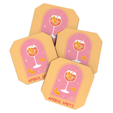 April Lane Art Aperol Spritz Cocktail Coaster Set