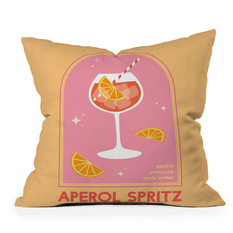 April Lane Art Aperol Spritz Cocktail Throw Pillow