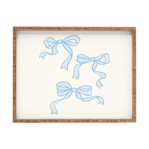 April Lane Art Blue Bows Rectangular Tray