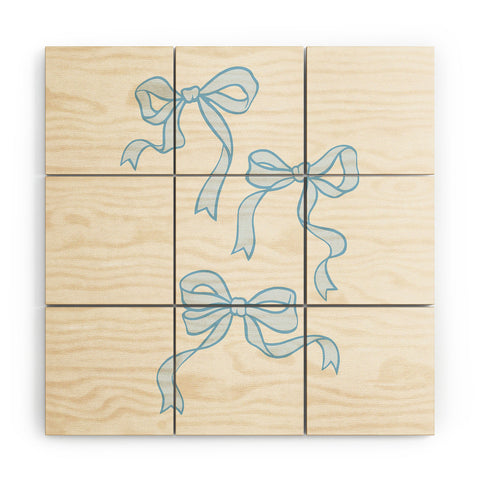 April Lane Art Blue Bows Wood Wall Mural