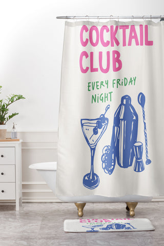 April Lane Art Cocktail Club Shower Curtain And Mat