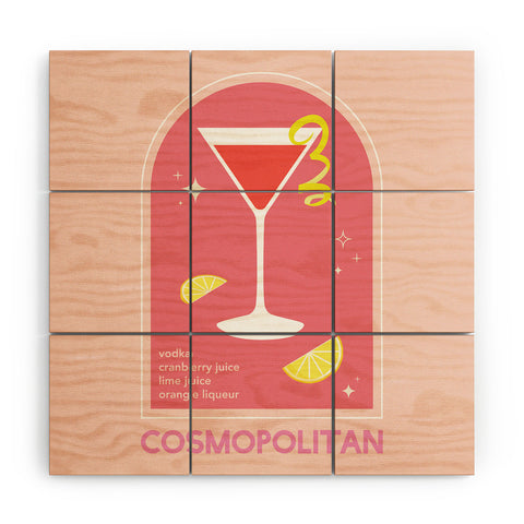 April Lane Art Cosmopolitan Cocktail I Wood Wall Mural