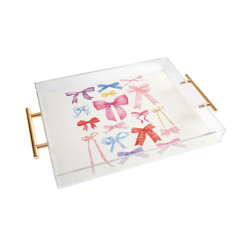 April Lane Art Cute Bows Ribbons Acrylic Tray