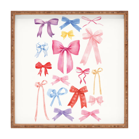 April Lane Art Cute Bows Ribbons Square Tray